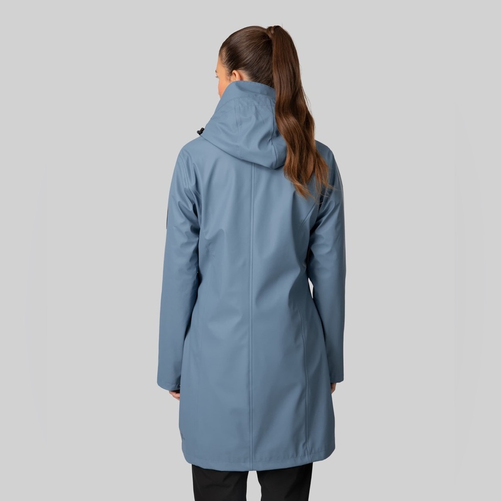 Waterproof Slate Blue Women's Rain Jacket with Hood - Picture 3 of 9